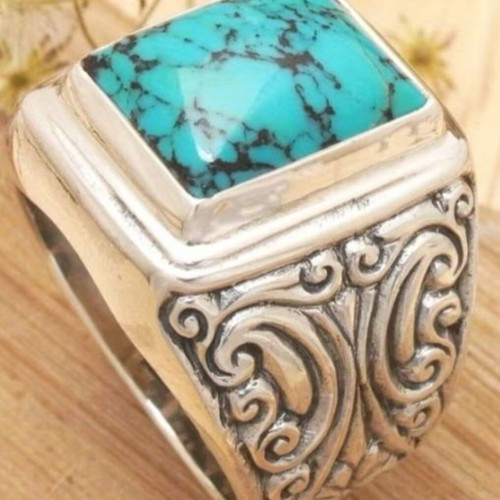 Vintage silver ring with turquoise stone 19 mm