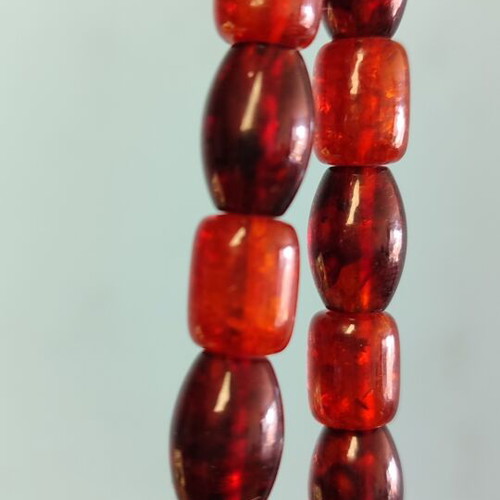 Worry Beads Baltic Pressed Amber Vintage used, silver details, 19 beads