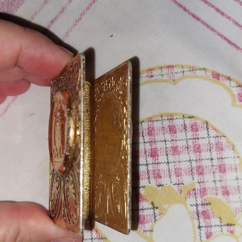 Vintage metal matchbox holder used, Alexander the Great and White Tower
