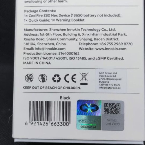 Mod CoolFire Z80 Nex Innokin like new, full black