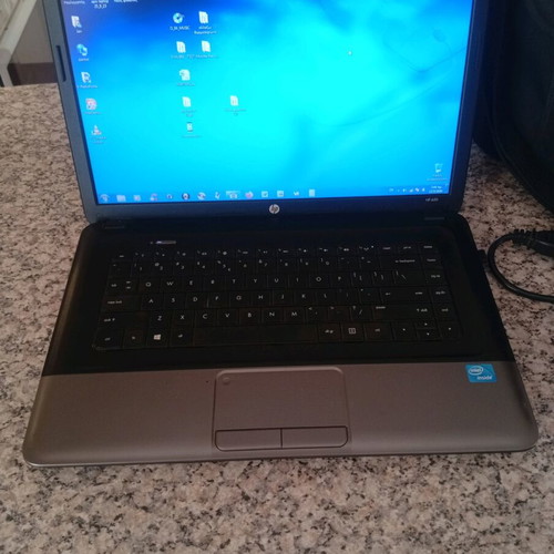 HP 650 laptop used with 8GB RAM, Intel Celeron 1000M, Windows 7, battery and bag