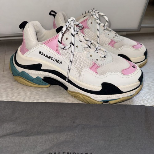 Balenciaga Triple S Sneakers used, white pink turquoise, size 41