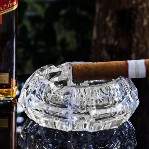 Bohemian Crystal Ashtray used, heavy handmade for cigars