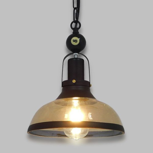 Vintage Industrial Ceiling Pendant Light Single Black Metal Shade BILLIARD
