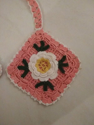Knitted kitchen potholder handmade new with beautiful colors