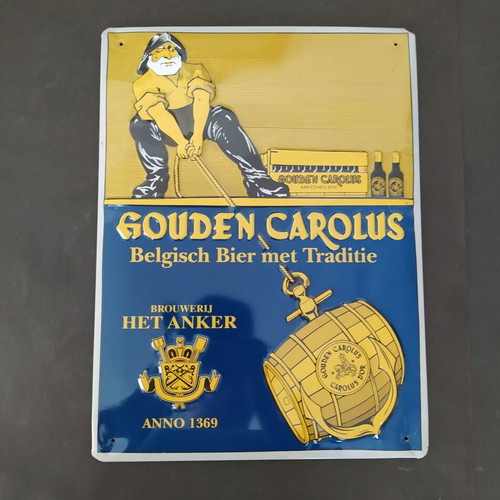 Gouden Carolus Beer Advertising Metal Sign 29x39 cm like new