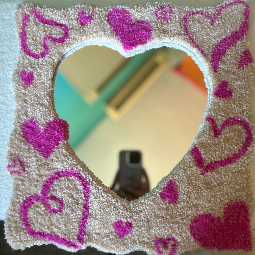 Handmade heart-shaped mirror