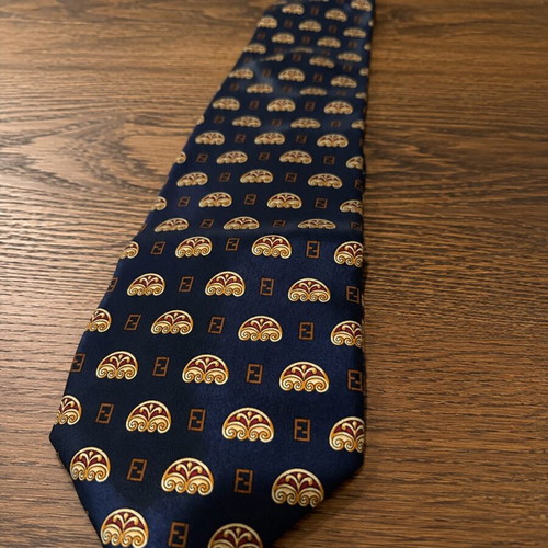 Fendi silk tie like new, blue and gold