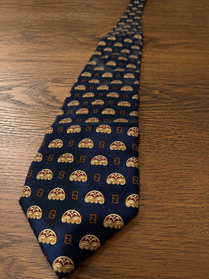 Fendi silk tie like new, blue and gold