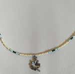 Handmade necklace with clover, new, green and silver