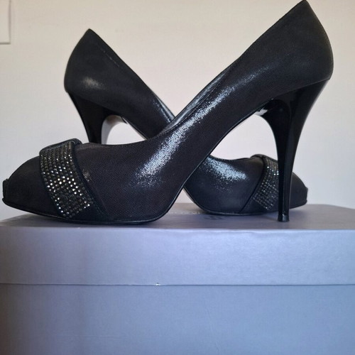 Bournazos black peep-toe pumps size 40 like new with Swarovski