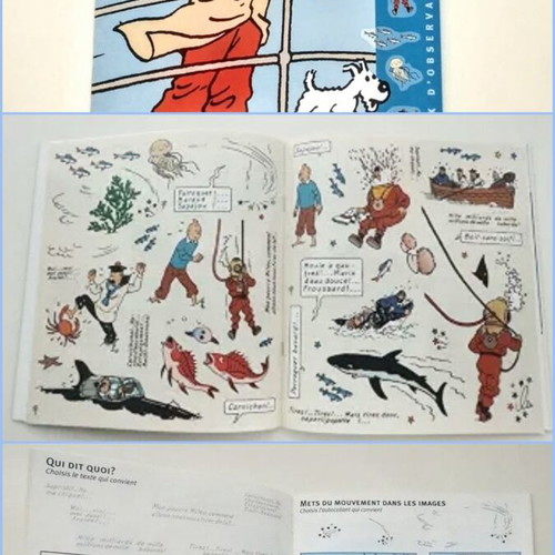 Tintin en mer collectible activity book with repositionable stickers