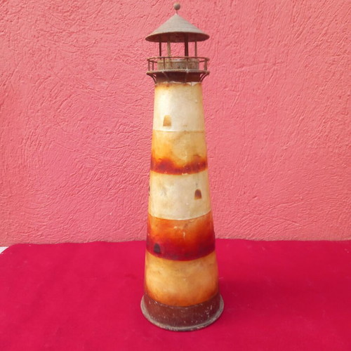 Handmade metal lighthouse, 40 cm height