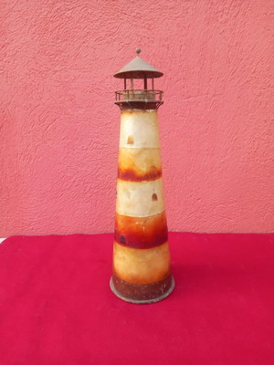 Handmade metal lighthouse, 40 cm height