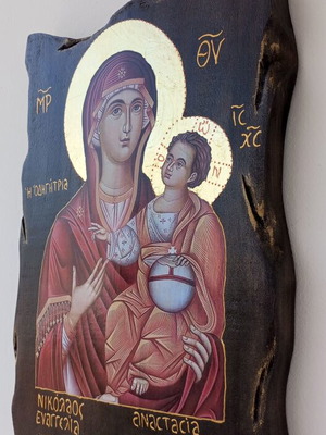 Ξύλινη εικόνα Παναγίας Οδηγήτριας 38x27 εκ.
