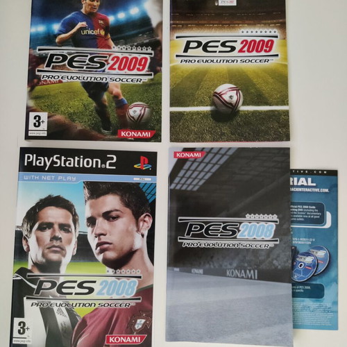 PES 2008 and 2009 covers and manuals for PS2 Pro Evolution Soccer