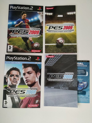 PES 2008 and 2009 covers and manuals for PS2 Pro Evolution Soccer