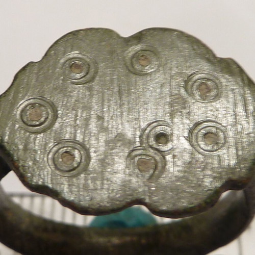 Old Revival bronze ring with decoration used