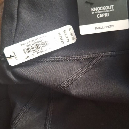 Victoria sport Secret black small capri leggings new with mesh panels