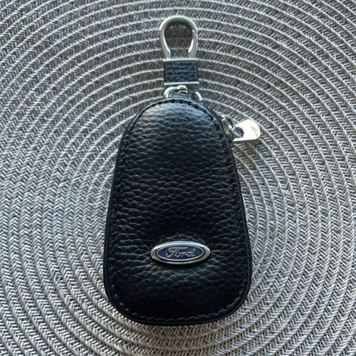Leather car key cover for Ford new, black luxury design