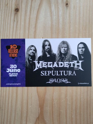 Megadeth Sepultura Sylosis Concert Ticket like new, 30/6/2026