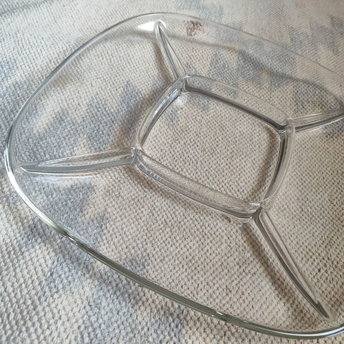 Glass Serving Platter 5 Compartments / Snack & Dip Tray (Transparent)