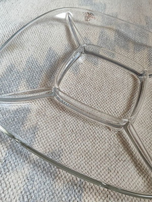 Glass Serving Platter 5 Compartments / Snack & Dip Tray (Transparent)