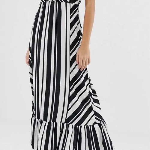 Boohoo summer dress with black and white stripes like new