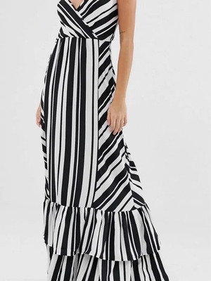 Boohoo summer dress with black and white stripes like new