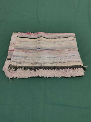 Woven rag rug stair runner used, 1940s era