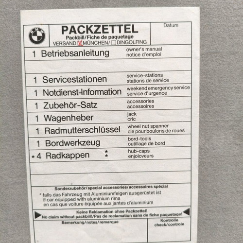 BMW 316 Service Manual 1983 used with official Europe service book