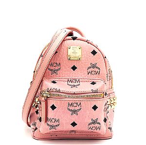τσαντα Backpack MCM αυθεντική σε ροζ χρωμα καινουργια 20χ21 -MCM Stark Bebe Boo Studded Mini Leather Backpack Bag Pink