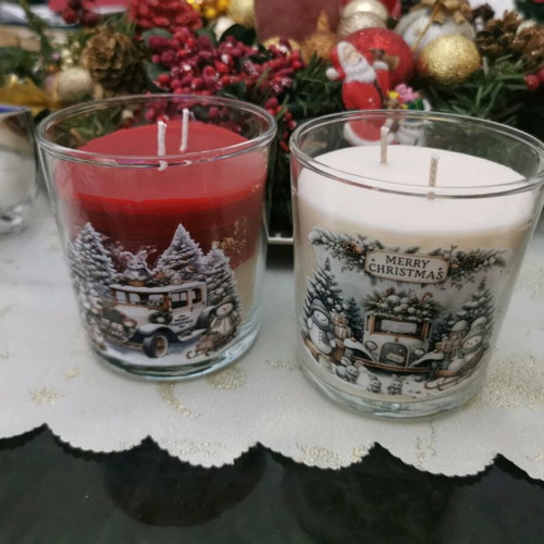 Handmade large beewax candles with Christmas notes