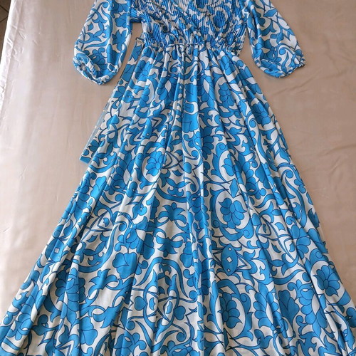 Fullah Sugah long dress new, white and blue
