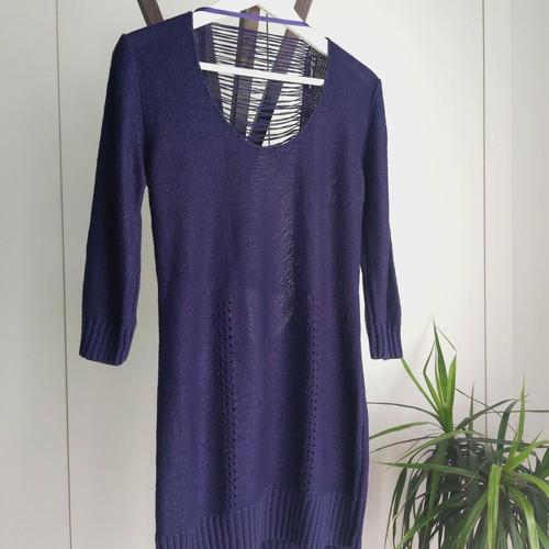 Atmosphere long knitted sweater used blue-purple with special back size M