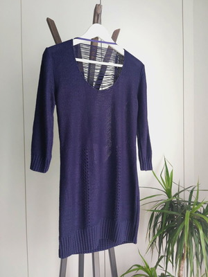 Atmosphere long knitted sweater used blue-purple with special back size M