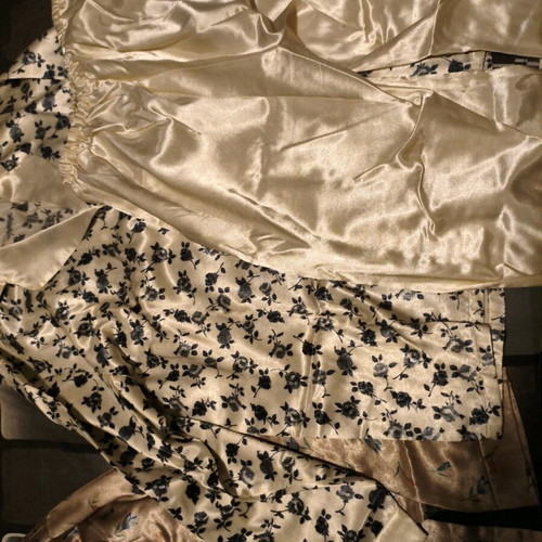 Satin women's pajamas like new, set of 2, white and beige