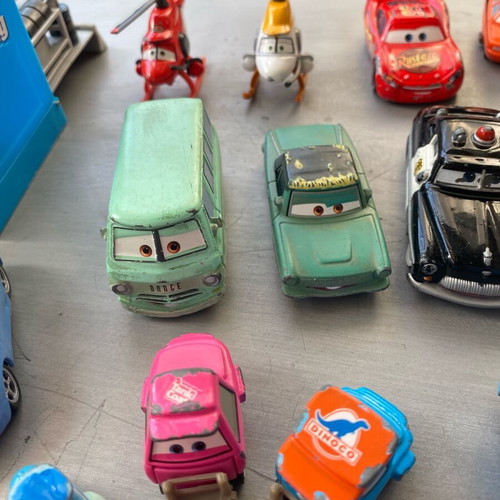 Mc Queen toy car collection used, 26 pieces with 2 helicopters