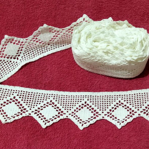 Handmade Crochet Lace 5.85 Meters New, White Cotton Thread
