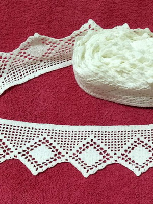 Handmade Crochet Lace 5.85 Meters New, White Cotton Thread