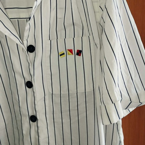 Shirt dress cotton white with blue stripes size XL like new