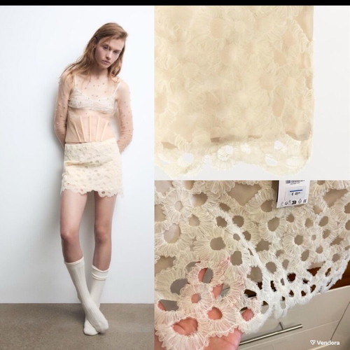 Zara Tulle mini skirt like new, cream color, size M