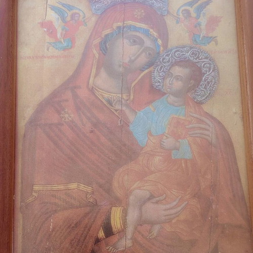 Orthodox icons used, pack of 3 with wooden frames