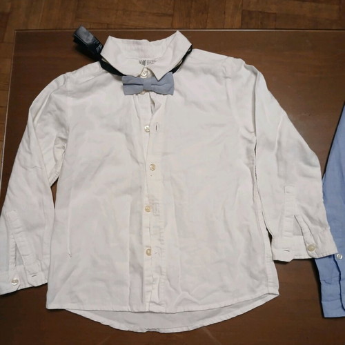 H&M dress shirts blue and white for 5-6 year old boy like new with bow tie