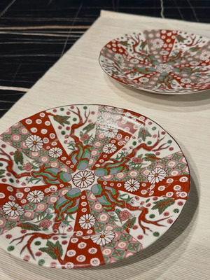 Vintage Titov Veles Plates pair like new, Imari style motif (1970s)