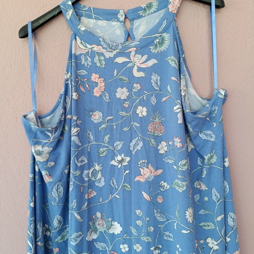 LOFT Plus Size Floral Cutout Back Halter Swing Dress, lightweight