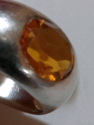 Silver ring 925 like new with orange stone
