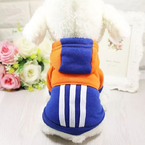 Dog Clothes Sporty Look Blue-Orange XL new with hoodie and fleece