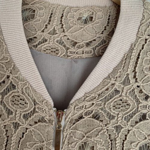 Lace bomber jacket beige nud size M like new