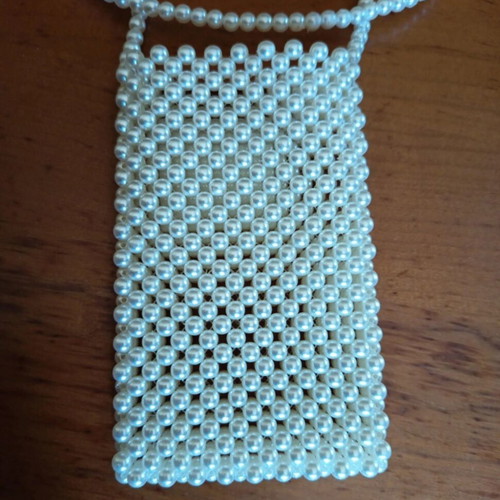 Pearl shoulder bag for mobile phone, handmade, new